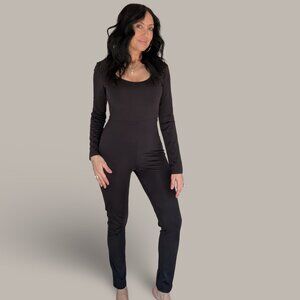 Black Long Sleeve Bodycon Jumpsuit - Medium